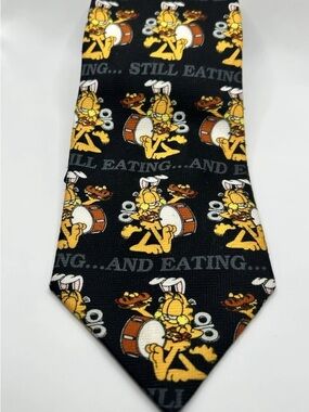Garfield Novelty Black Tie with Cartoon Character